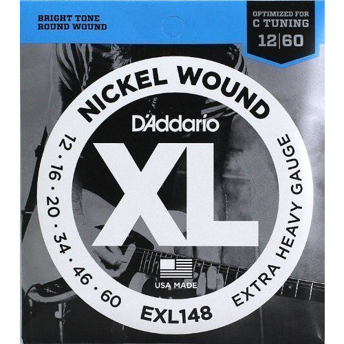 D'Addario 2-Packs of Nickel Wound Extra-Heavy Gauge Guitar Strings - 12-60 (EXL148)