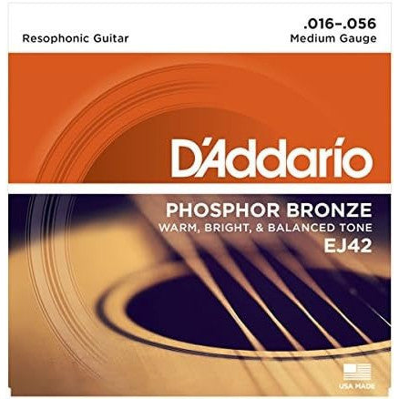 D'Addario EJ42 Resophonic Guitar Strings, 16-56 (2 Pack)