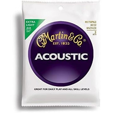 Martin M170 PK3 80/20 Bronze Extra Light Acoustic Guitar Strings