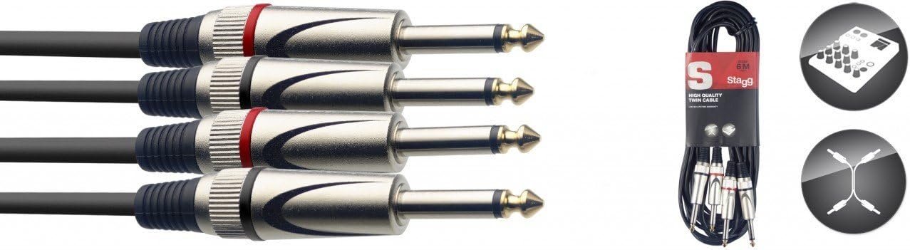 Stagg STC10P 10 m 6.3 mm 1/4-Inch TS Mono Twin Cable