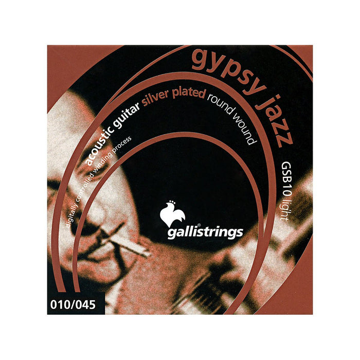 Galli Strings Gypsy Jazz Silverplated Round Wound Light Acoustic Guitar Strings (GSB10)