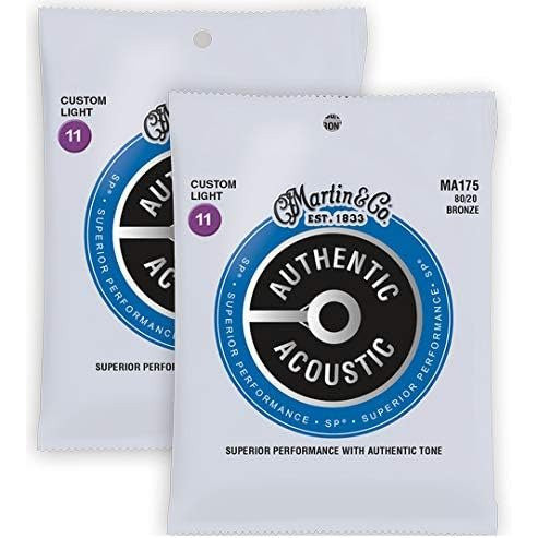 Martin MA175 Acoustic Guitar Strings 011-052 (Custom) 80/20 Bronze - Set of 2
