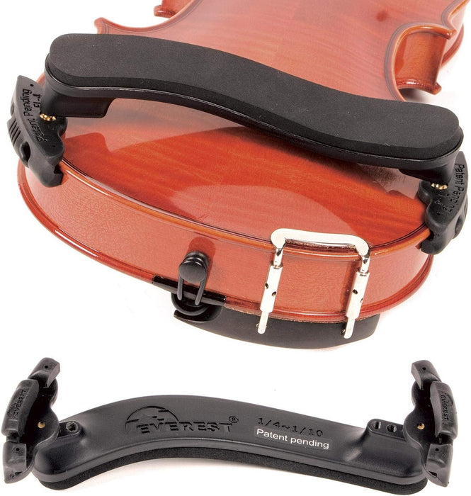 Everest Shoulder Rest - Standard Black Adjustable Violin 1/4-1/8-1/10 Size Viola 10" - 11" Size
