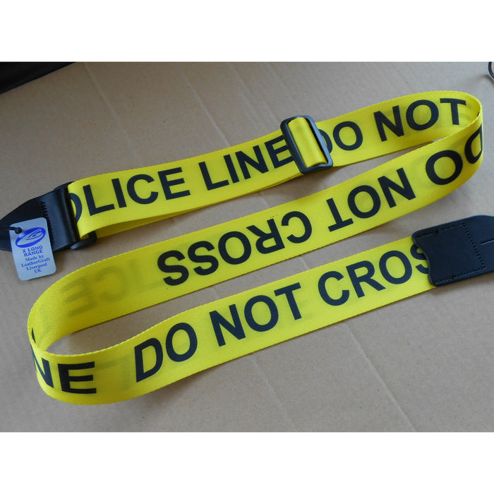 Leathergraft Extra Long Yellow "Police Line Do Not Cross" Guitar Strap (GRAPH...