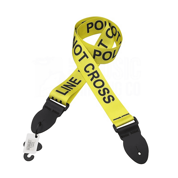 Leathergraft Extra Long Yellow "Police Line Do Not Cross" Guitar Strap (GRAPH...