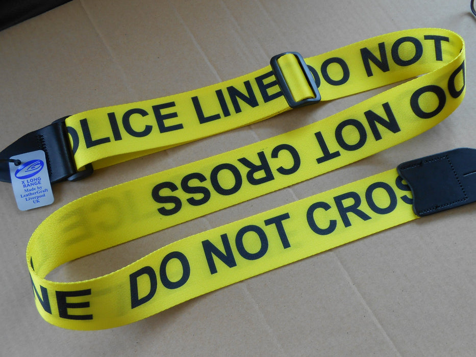 Leathergraft Extra Long Yellow "Police Line Do Not Cross" Guitar Strap (GRAPHIC-256)