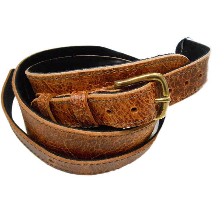 LEATHERGRAFT UK MADE BROWN PRO DELUXE ROAD WORN DISTRESSED LEATHER GUITAR STRAP WITH BUCKLE - ACOUSTIC, ELECTRIC OR BASS GUITAR