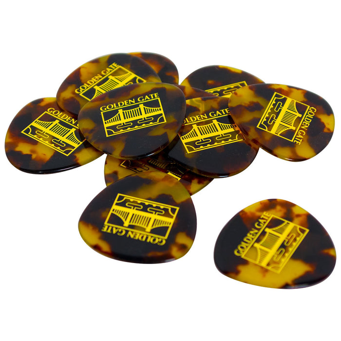 Golden Gate GR0762 MP-12 Deluxe Tortoise Style Mandolin Pick - Rounded Triangle - Dozen