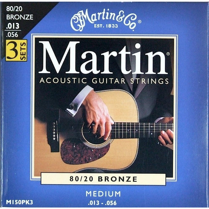 Martin 80/20 Bronze Acoustic Guitar Strings, Medium - Pack of 3 (M150PK3)