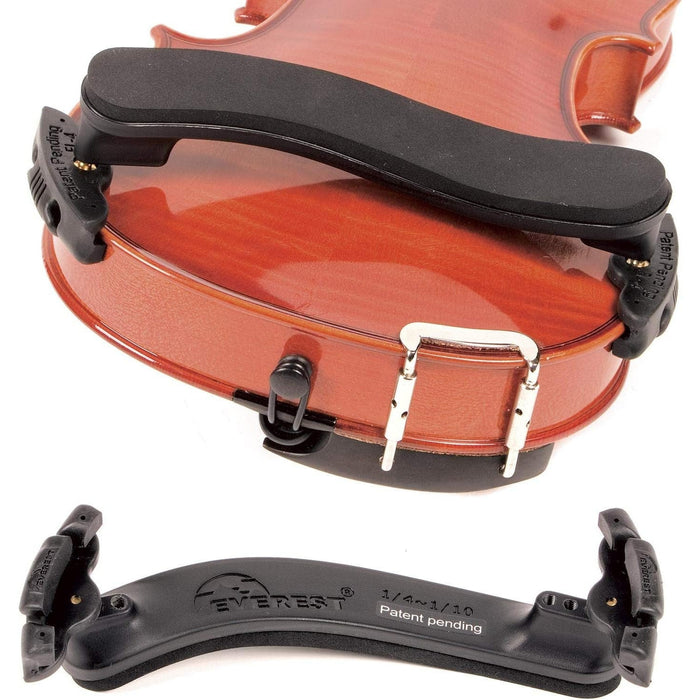 Everest Shoulder Rest - Standard Black Adjustable Violin 1/4-1/8-1/10 Size Viola 10" - 11" Size