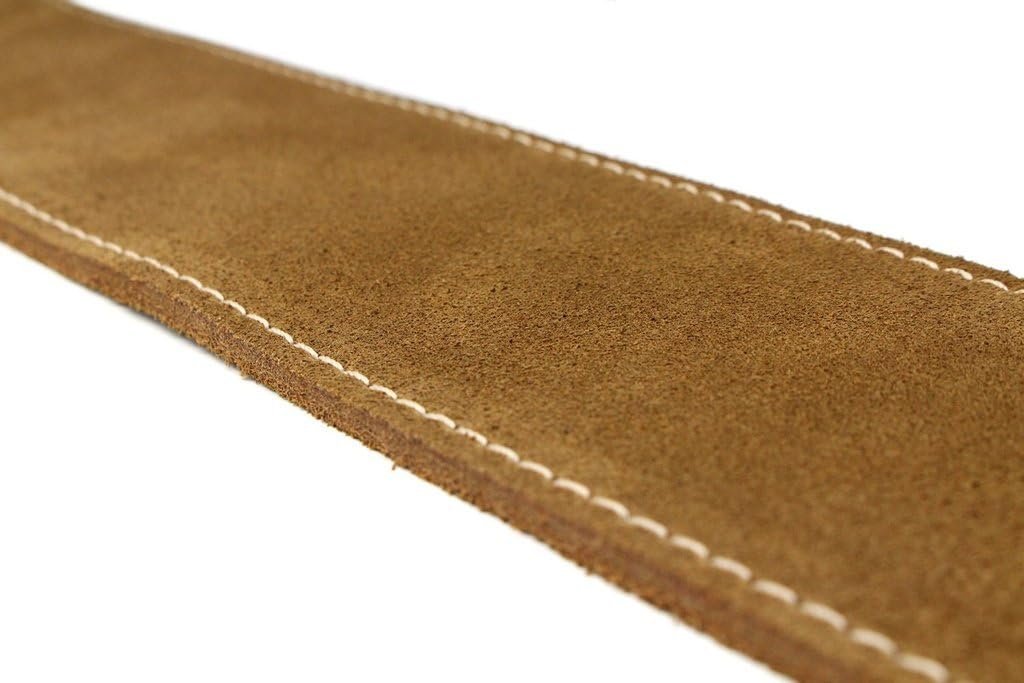 Leathergraft 7cm Wide Natural Suede Acoustic Electric Bass Guitar Strap with Reinforced Leather Strap Ends