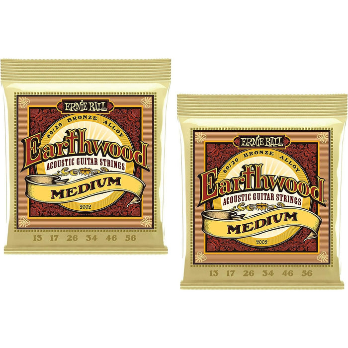 Ernie Ball 2002, 13-56 Earthwood 80/20 Bronze Acoustic Guitar Strings - 2 Pack