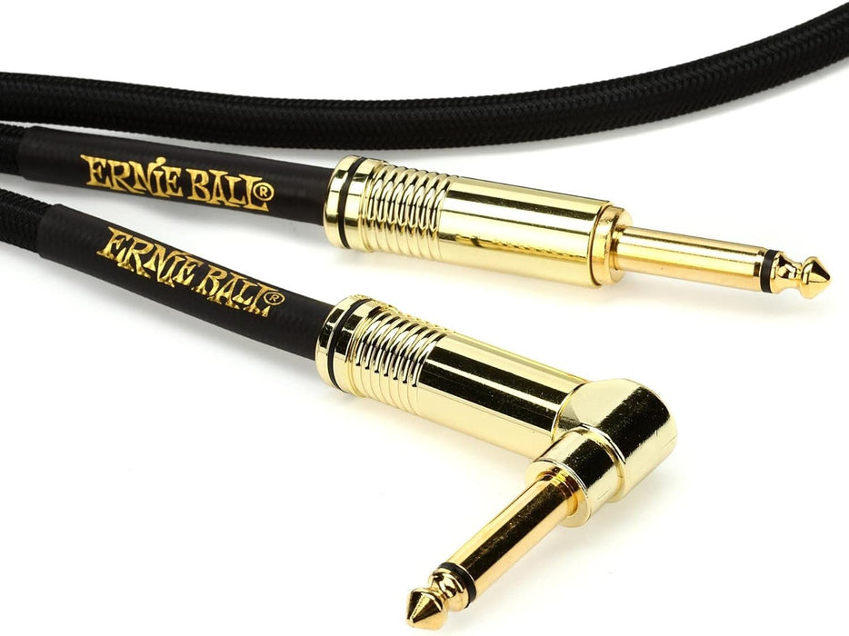 Ernie Ball 10 ft Braided Straight Angle Instrument Cable - Black