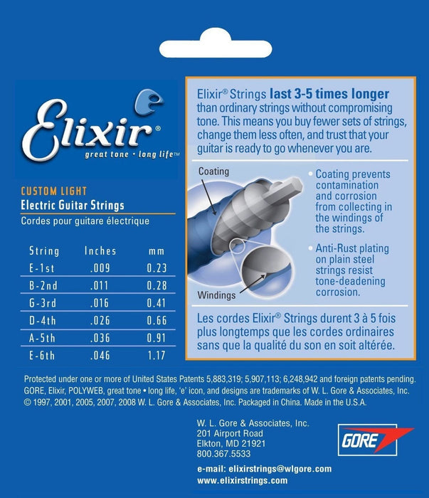 Elixir Strings 16541 Nickel Plated Steel Electric Guitar Strings (3-Pack)