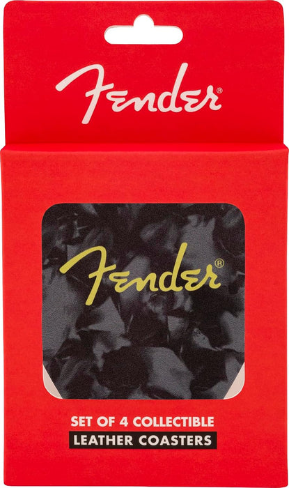 Fender Pick Shaped Leather Coaster Set, 4 Pack, Logo Design, Multi, Gift for Guitar Fans