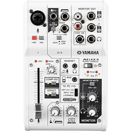 Yamaha AG03 - Studio mixer with USB capabilities for audio, streaming and recording, in white