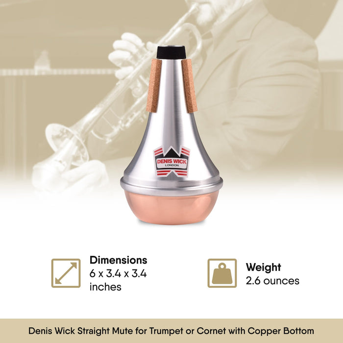 Denis Wick 5504C Straight Mute for Bb Cornet or Trumpet, Aluminium with Copper Bottom