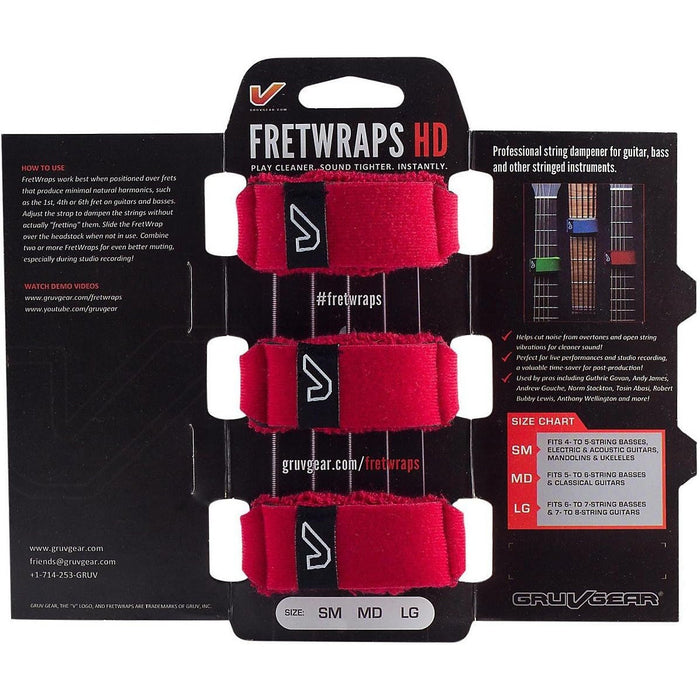 Gruv Gear FretWraps HD 3-Pack "Sky" Guitar String Muters, Blue, Large