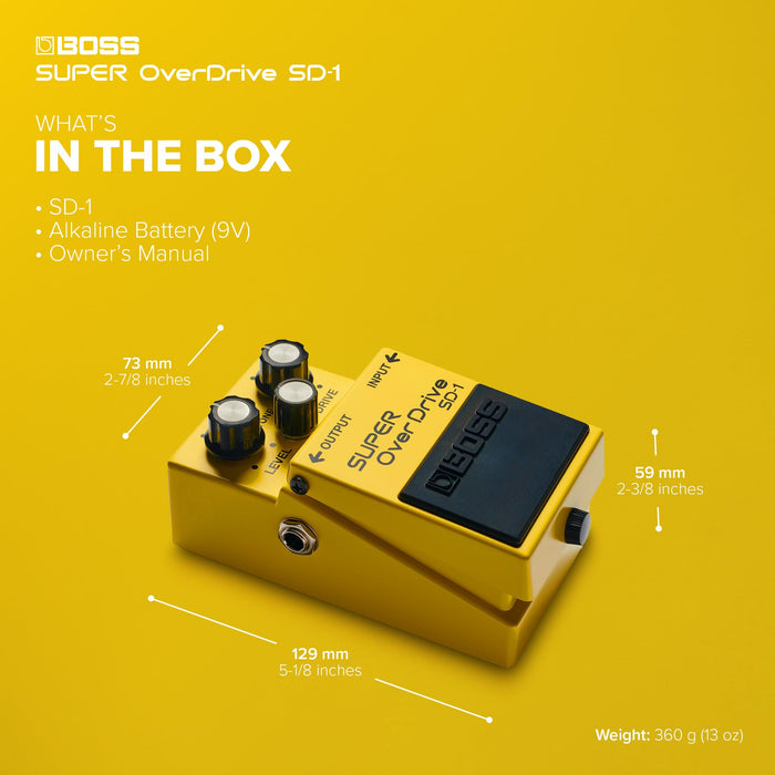 BOSS SD-1 SUPER Overdrive | Compact Overdrive Pedal | Genre-Defining Sound & Feel | Unique Clipping Circuitry Produces Tube-Like Characteristics | Dynamic Tone Options | Easy-To-Use Controls