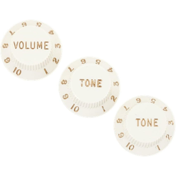 Fender Stratocaster Pot Knobs (Volume/Tone/Tone) - Parchment (005-6254-049)