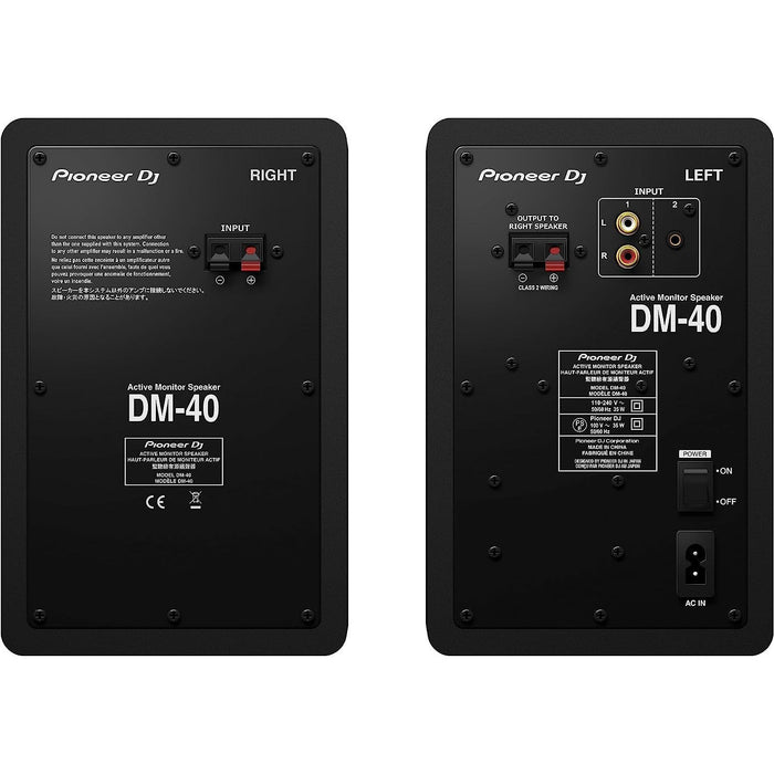 Pioneer DJ Black 4" Two-Way Active Studio Monitors (DM-40)