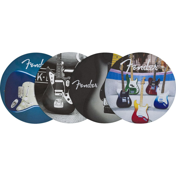 Fender Guitars Leather Drink Coaster Set, 4 Pack, Circular, Multi, Gift for Guitar Fans