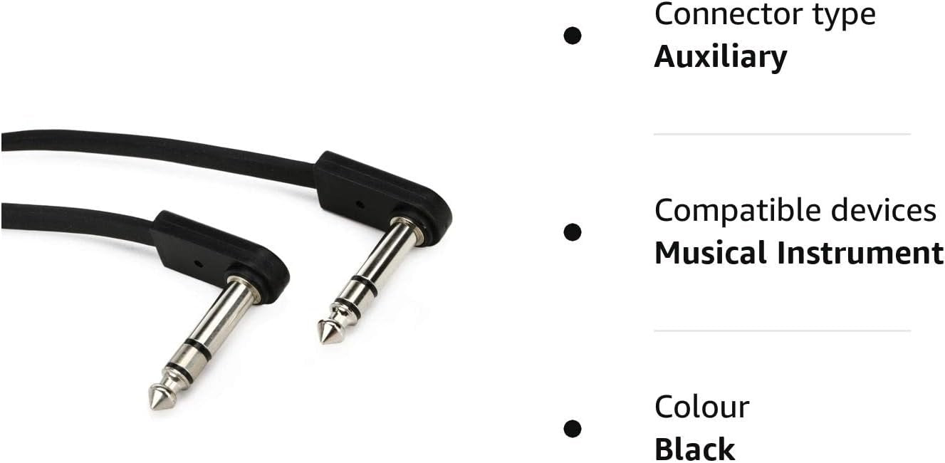 EBS 28cm Deluxe Flat Patch Cable - TRS Stereo (PCF-DLS28)
