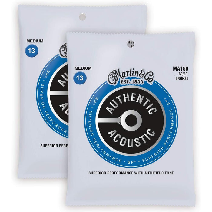 Martin M150 80/20 Medium Bronze Acoustic Guitar Strings – 13-56 (2-Packs)