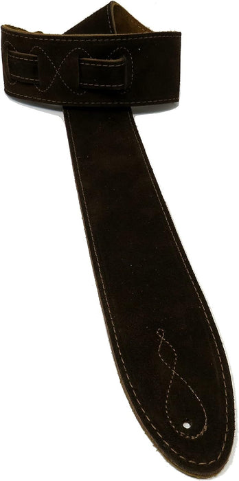 Leathergraft 7cm Wide Brown Suede Acoustic Electric Bass Guitar Strap with Reinforced Leather Strap Ends