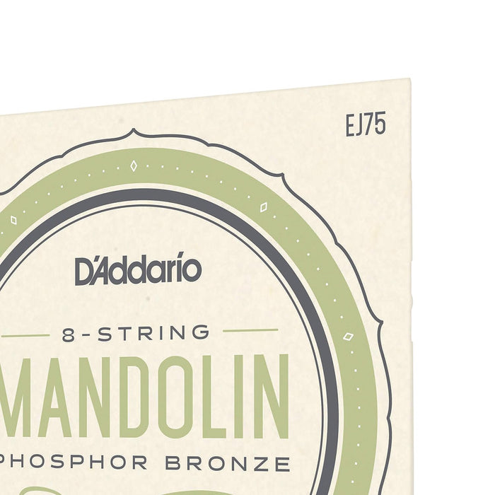 D'Addario Mandolin Strings, Phosphor Bronze, EJ75, Medium/Heavy Gauge 11.5-41, 8-String Set, Pack of 1