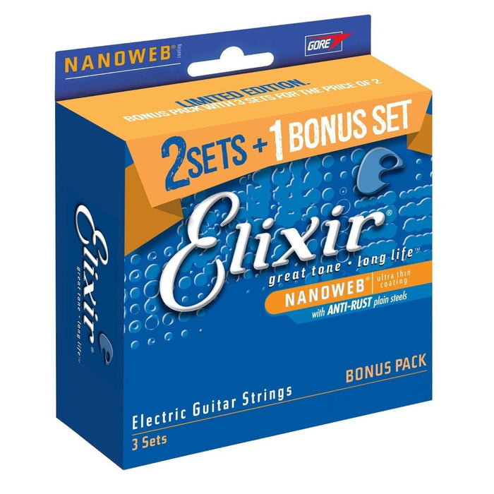 Elixir Strings 16541 Nickel Plated Steel Electric Guitar Strings (3-Pack)