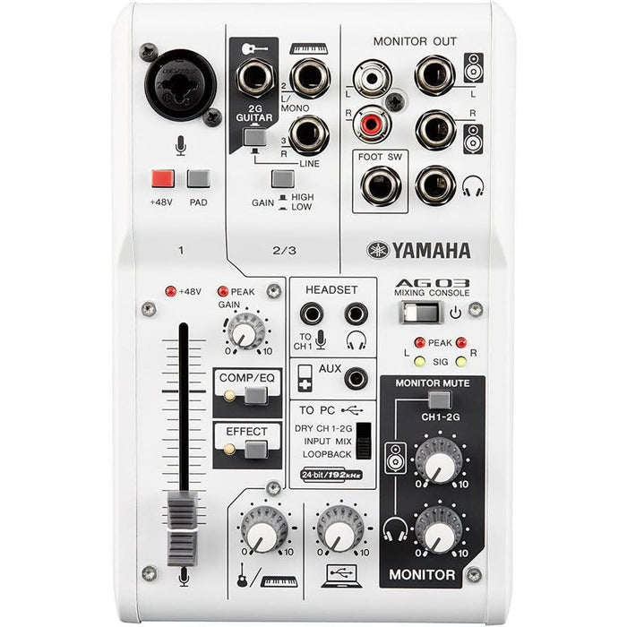 Yamaha AG03 - Studio mixer with USB capabilities for audio, streaming and recording, in white