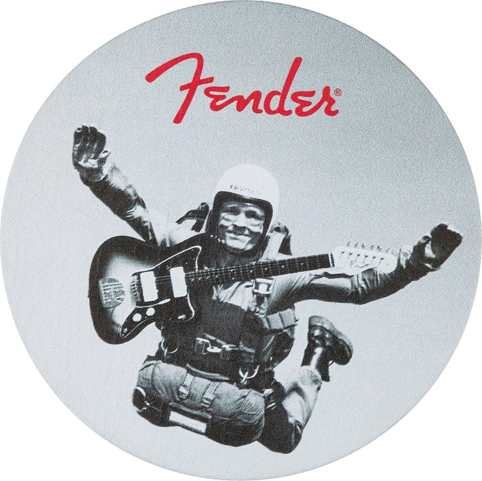 Fender Vintage Ads Leather Drink Coaster Set, 4 Pack, Black and White, Gift for Guitar Fans