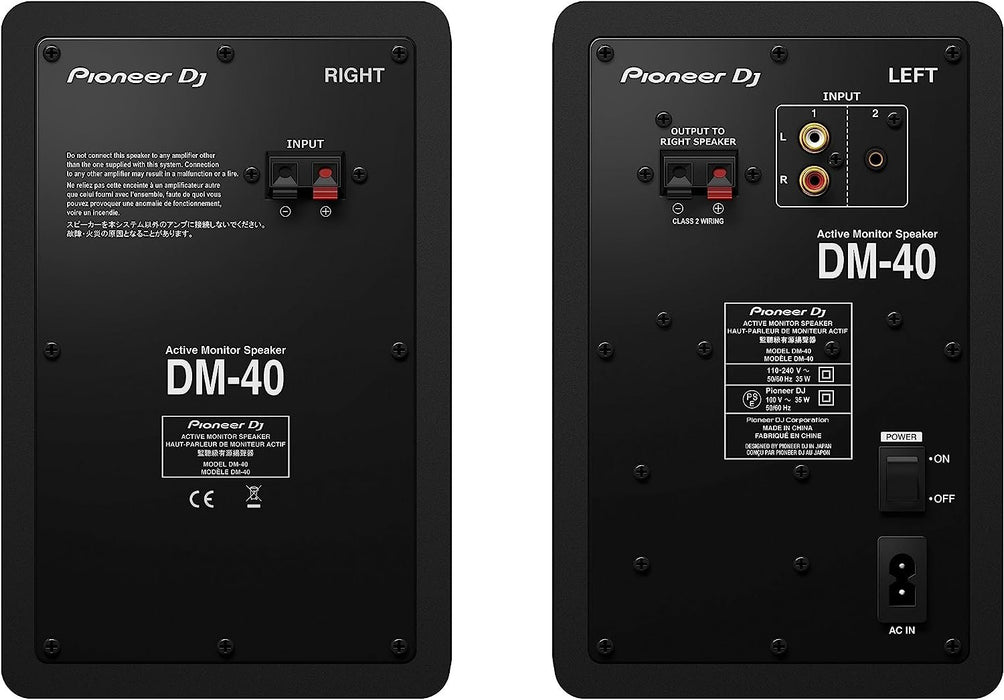 Pioneer DJ DM-40-21W 4" Two-Way Active Monitor - Black (Pair)