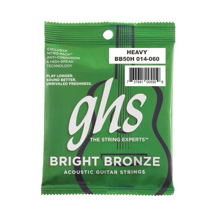 GHS BRIGHT BRONZE String Set For Acoustic Guitar - BB50H - Heavy - 014/060