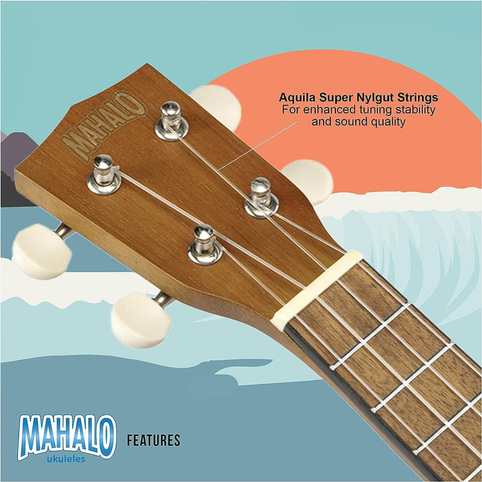 Mahalo Kahiko Soprano Ukulele, Quality Wood Ukulele for Adults, Kids & Beginn...