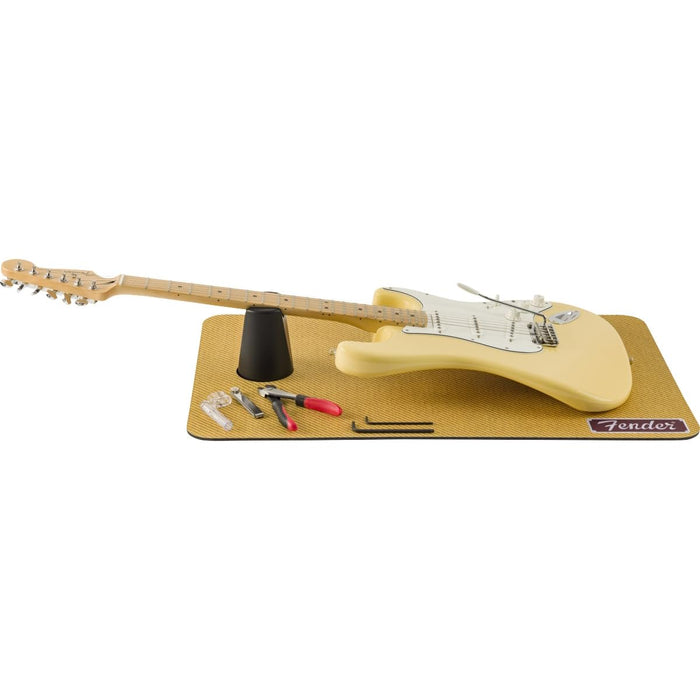 Fender Work Mat, Tweed - 5mm Padded Guitar Neck Cradle with Storage Tube
