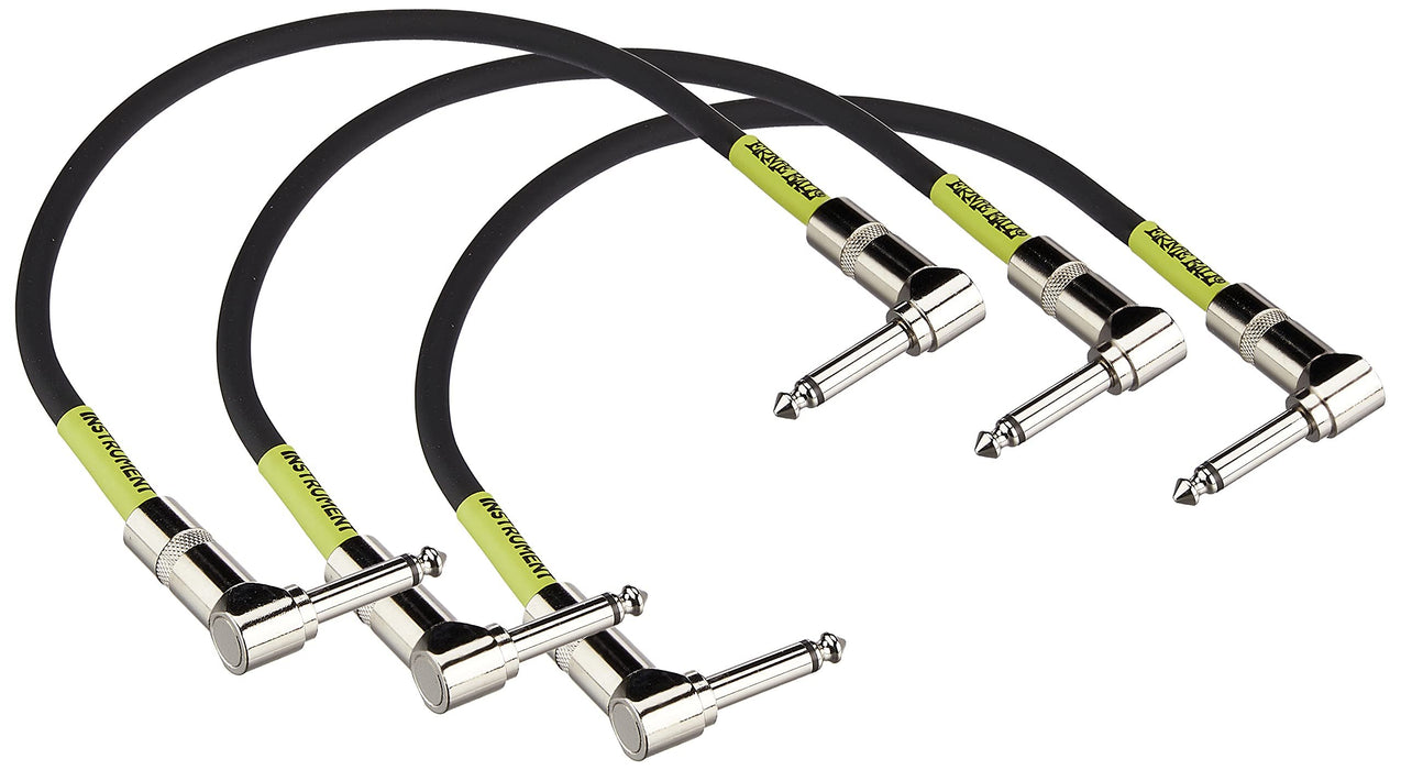 Ernie Ball 1 ft Angle / Angle Patch Cable 3-Pack - Black