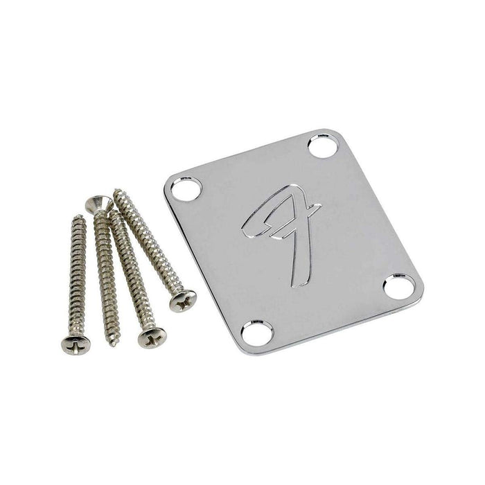 Fender Vintage-Style '70s Neck Plate - 4-Bolt - Engraved F-Logo - Chrome, 991448100