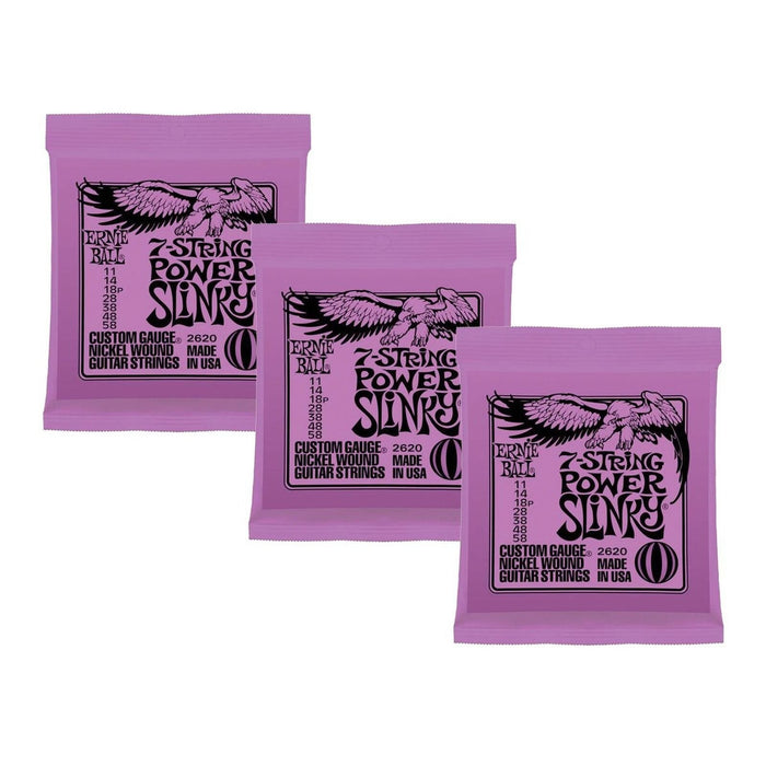 Ernie Ball 2620, 11-58 Power Slinky Nickel Wound Electric Guitar Strings - 3 ...