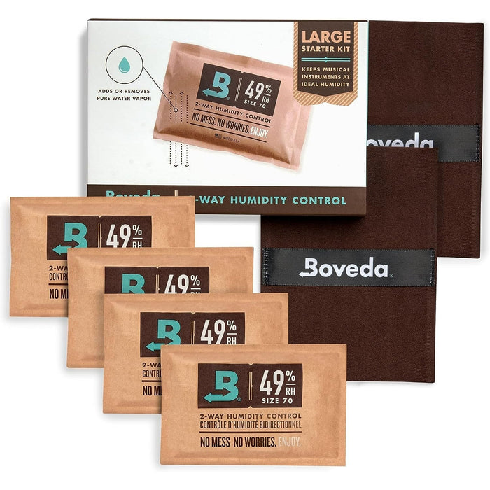 Boveda Large Starter Kit for Music: 2 Double Fabric Holders – 4 Standard Size 49% RH Boveda For a Wooden Instrument – Improves Efficiency of Boveda Two-Way Humidity Control In an Instrument Case