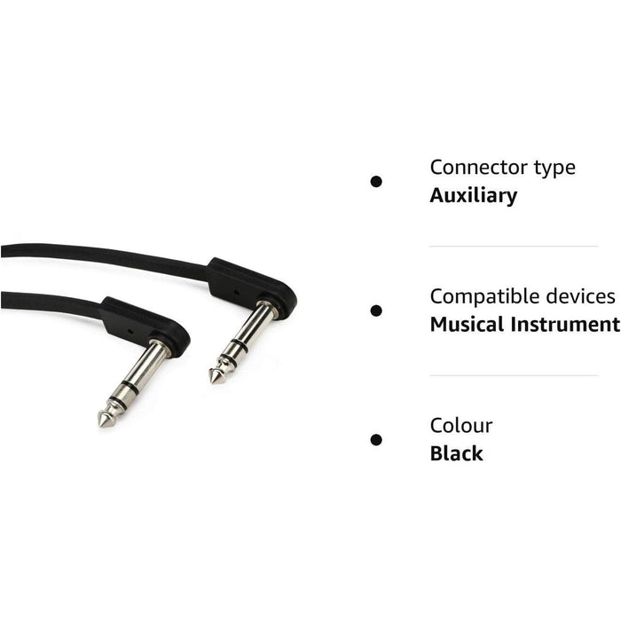 EBS 28cm Deluxe Flat Patch Cable - TRS Stereo (PCF-DLS28)