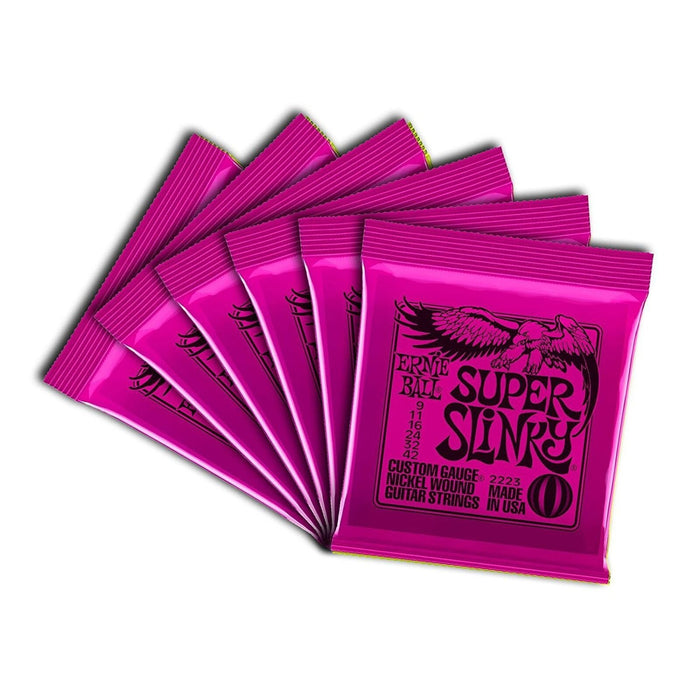 Ernie Ball 2223 Nickel Super Slinky Pink Electric Guitar Strings 6 Pack