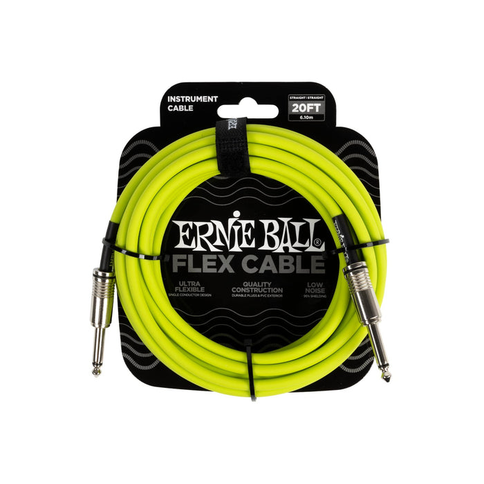 Ernie Ball Flex Instrument Cable Straight/Straight 20ft - Green