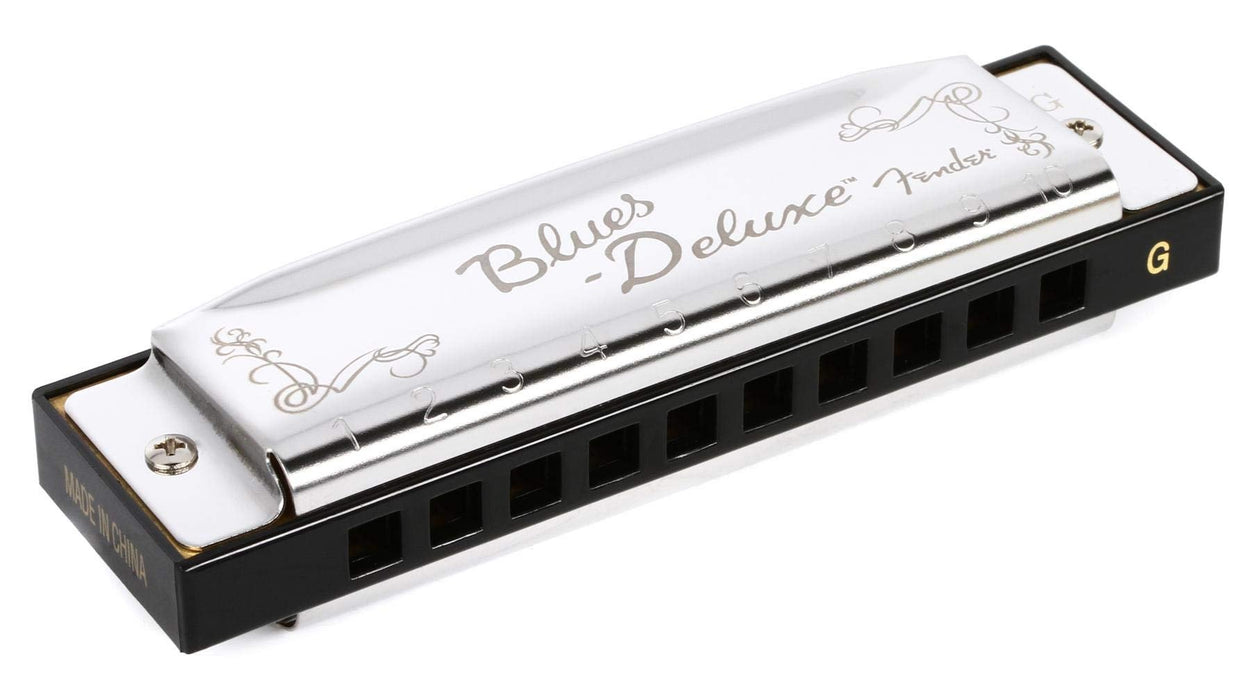 Fender Blues Deluxe Harmonica, Key of G, 10 Holes, Nickel Chrome, Includes Case