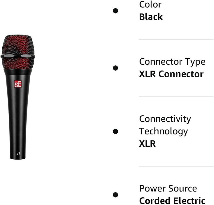 SE ELECTRONICS V7 Supercardioid Dynamic Handheld Microphone, Black