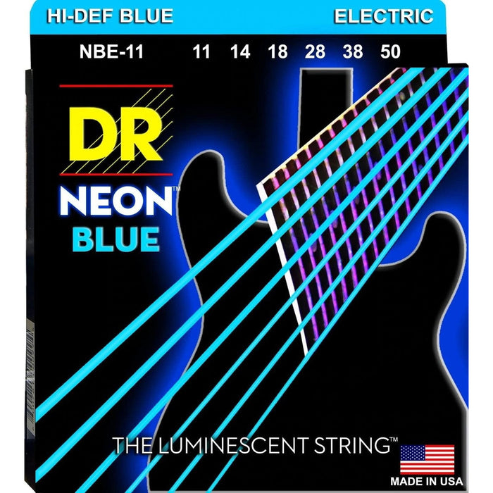 DR Strings Heavy Hi-Def Neon Blue K3 Coated Electric Guitar Strings (NBE-11)