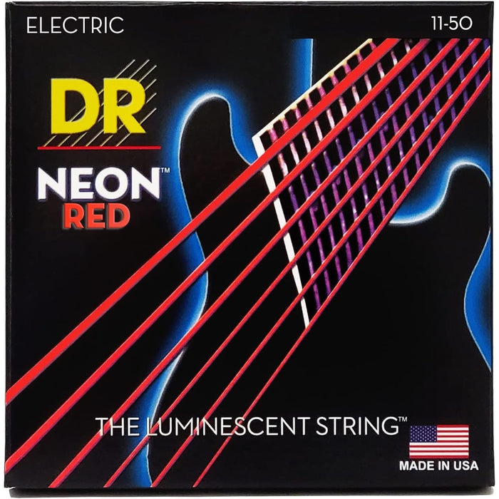 DR Strings Hi-Def Neon Red Electric Guitar Strings - Heavy