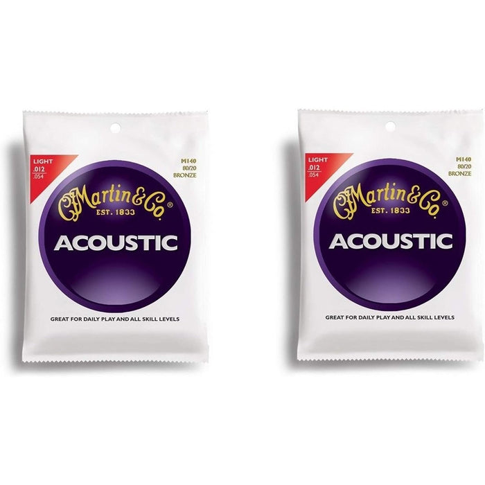 Martin M140 Original Acoustic 80/20 Bronze Guitar Strings - .012-.054 - 2 Pack