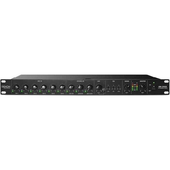 Denon Professional Rackmount 12 Channel Line Mixer with Priority Featuring 6 HDHQ Mic Pre Combo Inputs (DN-312X)